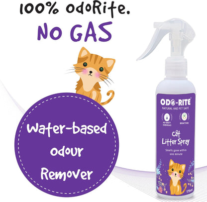ODO-RITE Cat Litter Spray, Odour Eliminator (175 ml) Removes Smell from Litter Box
