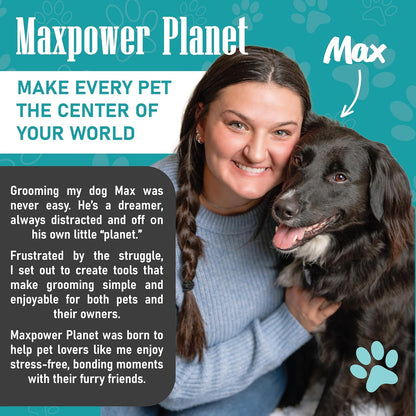 Maxpower Planet Pet Grooming Brush - Double Sided Shedding and Dematting Undercoat Rake Comb for Dogs and Cats,Extra Wide, Blue, Dog Grooming Brush, Dog Shedding Brush