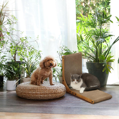 FUKUMARU Cat Scratcher, 26.8 Inch L Shape Cat Scratch Pad Wall Mounted, Cat Scratching Cardboard with Ball Toy for Indoor Cats