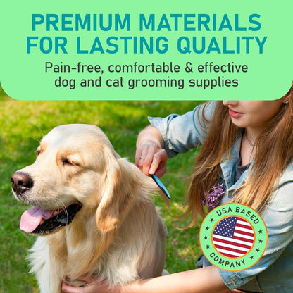 Maxpower Planet Pet Grooming Brush - Double Sided Shedding and Dematting Undercoat Rake Comb for Dogs and Cats,Extra Wide, Blue, Dog Grooming Brush, Dog Shedding Brush