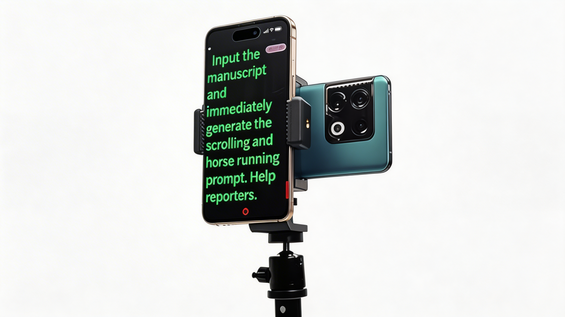 PaiPaiGo Collapsing Dual-Phone Teleprompter for iPhone & Android, 20" Desktop Stand